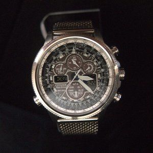 Citizen ECO-Drive Navihawk Atomic Chronograph Watch with Stainless band